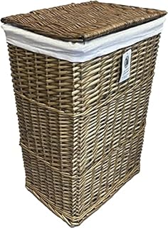 Large Wicker Laundry Wash Basket Bin (Medium, Wash White)
