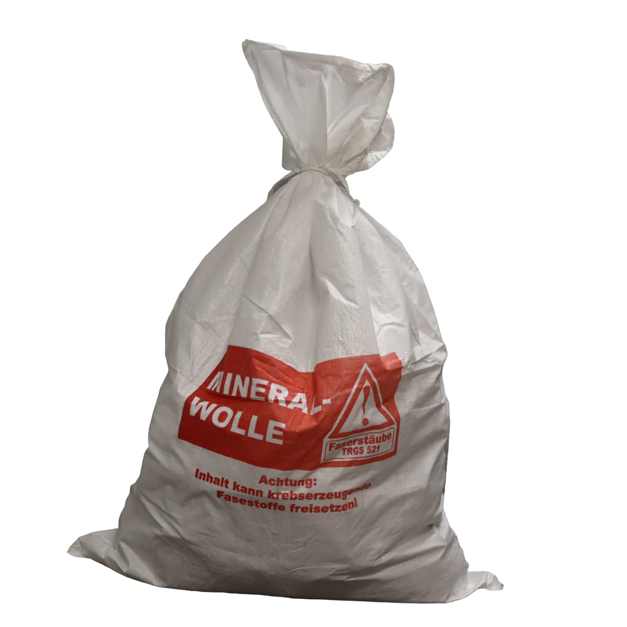 Lacers Big Bags | PP Gewebesack Mineralwolle 25 Stück | 70x110cm | Schüttgutbehälter, Transportsack, Entsorgungssack | Warndruck Mineralwolle | Verschlussband | Beschichtet
