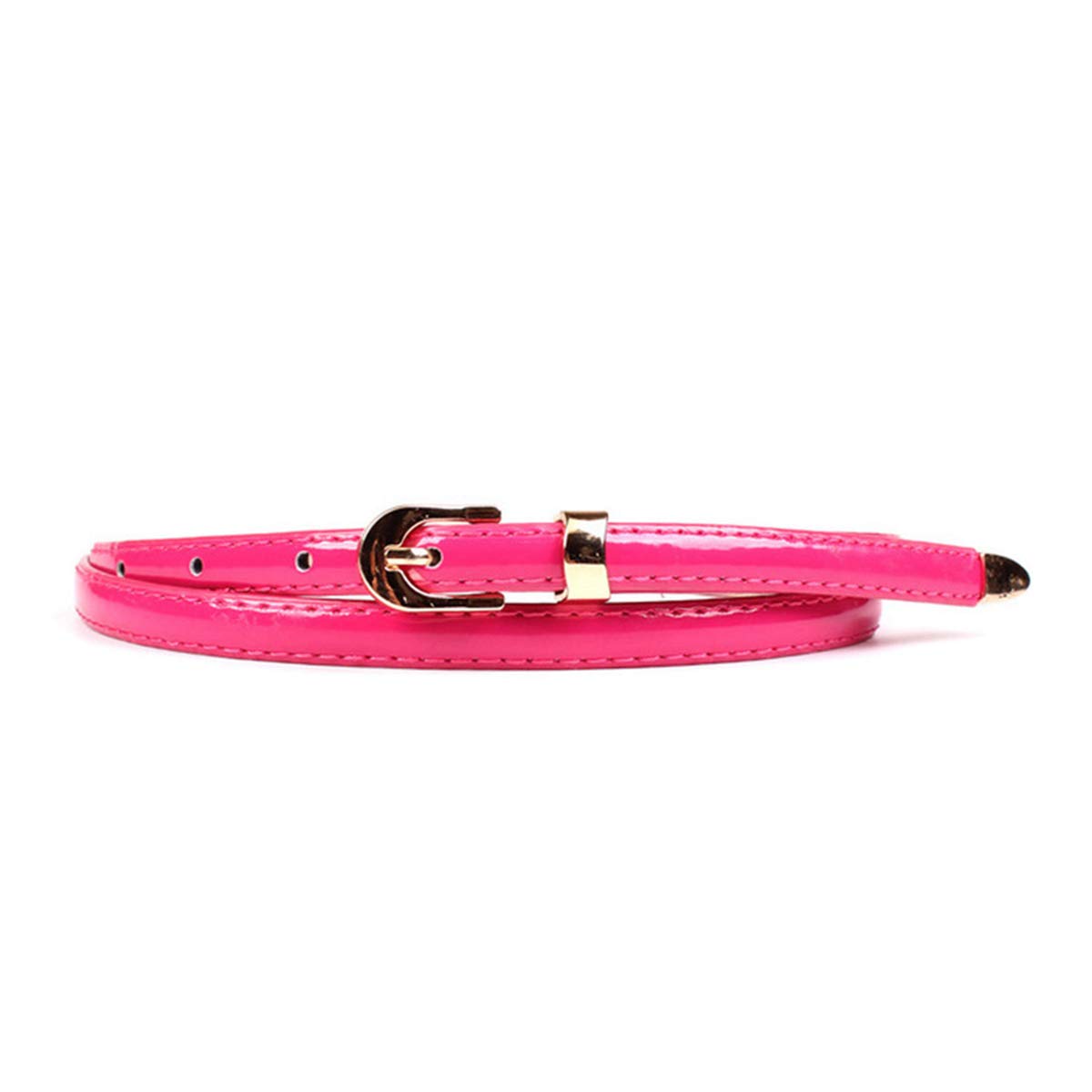 Moonbaby Women D Shaped Leather Belt with Metal Buckle Pin Harajuku Skinny Thin Narrow Waistband for Women Dress Decoration rose