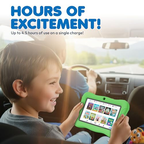 Image of Contixo 7 inch Kids Tablet Bundle - Android Tablets and Kids Wired Headphones, with 14+ Games and Educational Apps, WiFi, 32GB ROM, Learning Tablet for Kids - Green