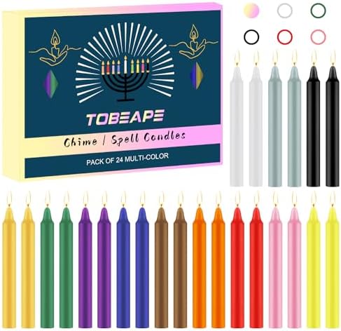 Tobeape 24 Pack Assorted Color Spell Chime Candles, 4" Mini Taper Candles