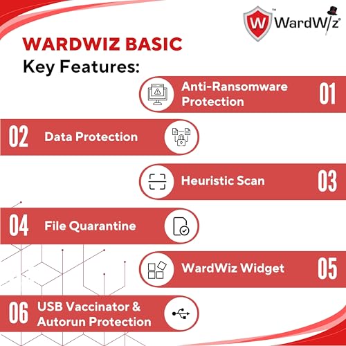 Image of Wardwiz Basic Cyber security for Windows (Email /Virtual Delivery in 1 Hour) | 1 User | 1 Year | Everyday Digital Security | Real-Time Protection, Anti-Ransomware | Protects Against Data Theft | Antivirus | Valid for 1 Year
