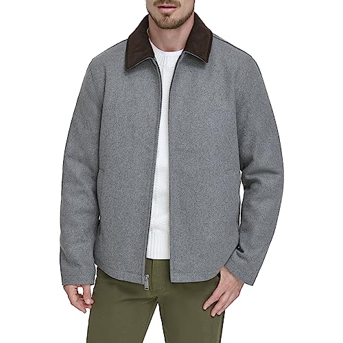 Image of DOCKERS Men's Wool Blend Zip Up Jacket With Quilted Bib