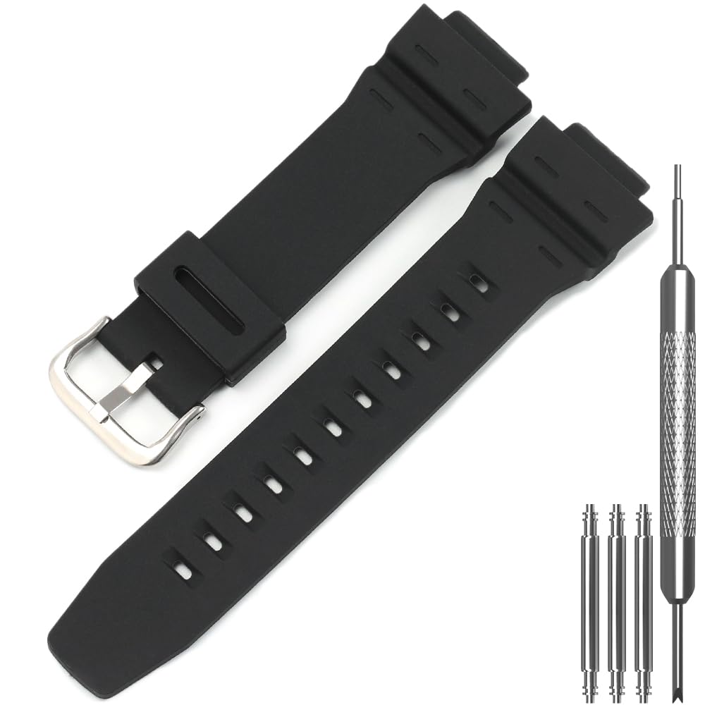 Resin Watch Band Replacement Compatible with Casio AE-1500WH AE1500 WS-1500H WS1500 Waterproof Sports Watch Strap Wristband