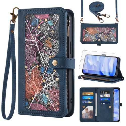 Étui portefeuille Google Pixel 9A Asuwish en cuir avec porte-cartes et fermeture éclair