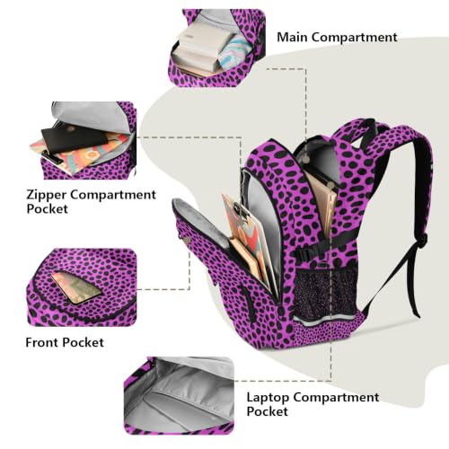 Mochilas para laptop con estampado de leopardo rosa de 17.5 pulgadas 5