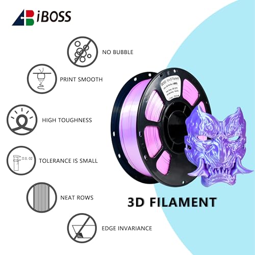Image of iBOSS 3D Printer Filament, Silk PLA+ Filament 1.75mm Dual Color Filament, Shiny Silk PLA Plus Coextruded Filament, 1 kg /Spool 3D Printing Filament for 3D Printers(Silk Pink Blue)