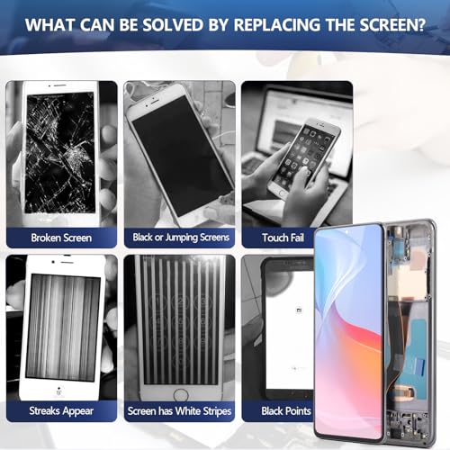 OLED for Samsung Galaxy S20 Plus 5G G986 Screen Replacement for Samsung Galaxy S20 Plus G985 LCD Display Touch Screen Digitizer Assembly Replacement with Tools?with fingerprint, Grey Frame?