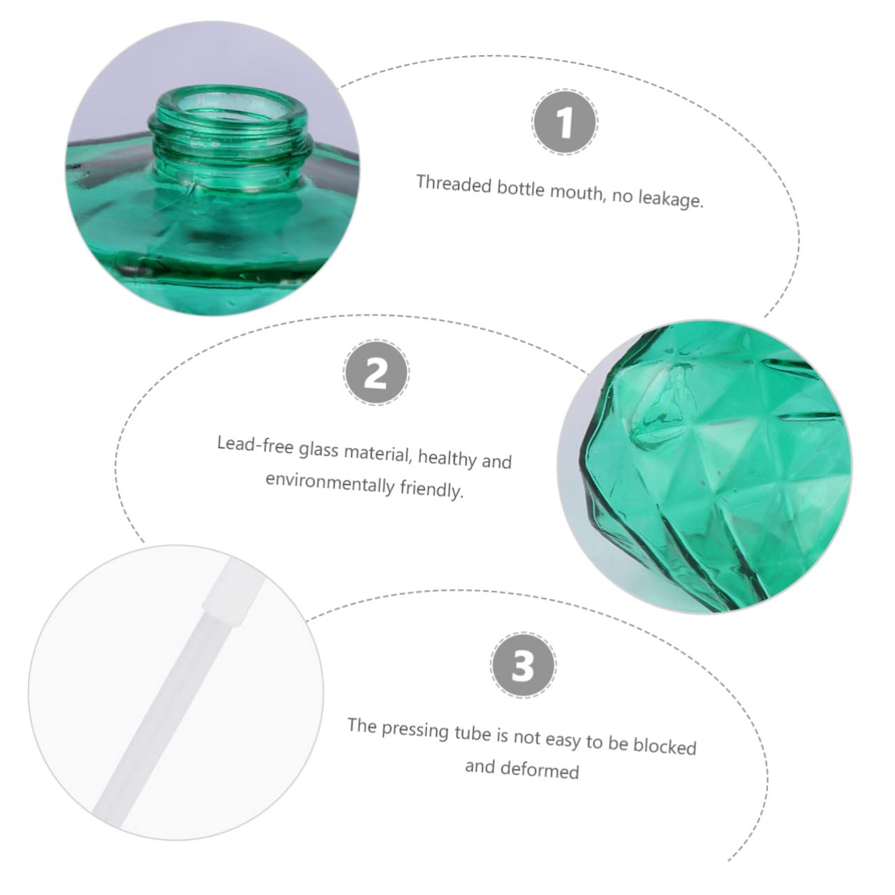 Flacone Dispenser Shampoo 330ml Verde in Vetro e Plastica, 2 Pezzi | Ampia Apertura per Ricarica Facile, Testina Pompa Removibile, Design Moderno Compatto