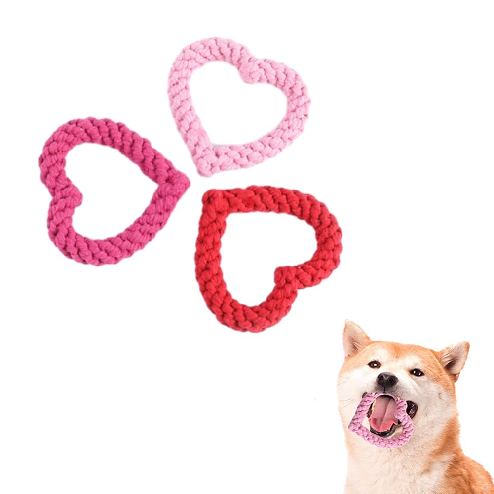 Awpland Dog Rope Toys with Heart Shape, Indestructible Dog Squeaky Toy to Keep Them Busy, Durable Plush Interactive Puppy Toys for Small Medium Large Dogs