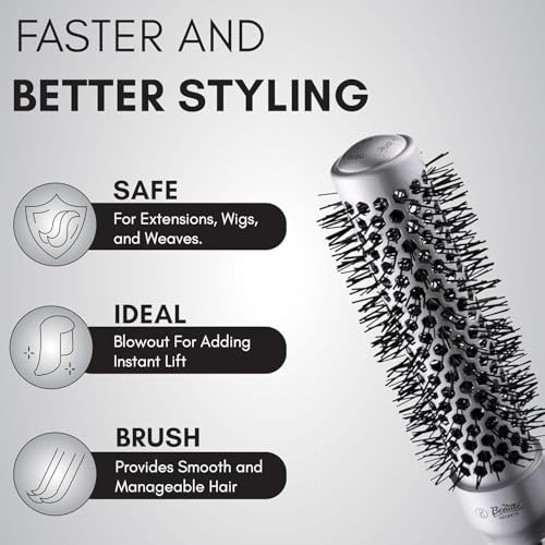 Image of Beaute Secrets Professional Round Brush for Blow Drying Ceramic Ion Thermal Barrel Brush for Precise Styling and Maximum Volume - Lightweight Round Hair Brush for Manageable Hair 25MM