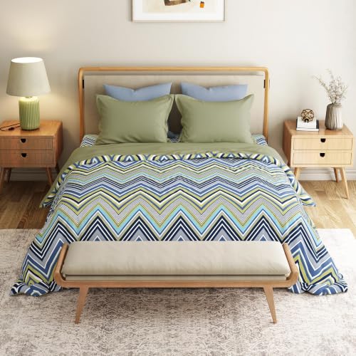 Image of Mytrident Bedsheet for Double Bed King Size |108 inch x 108 inch | Wave Blues