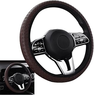 Albedel Funda para volante de piel de microfibra antideslizante universal para volante de coche, accesorios de coche, sin anillo interior, color marrón