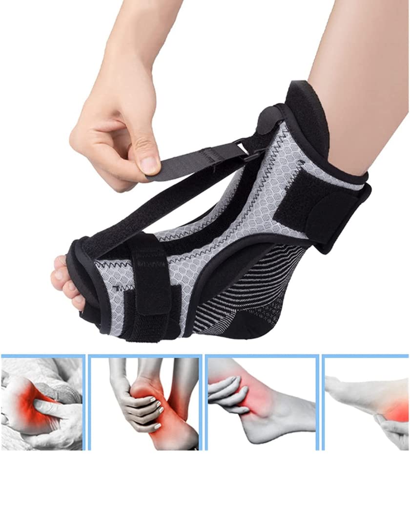 Fascitis Plantar soporte nocturno caída del pie inmovilizador ortopédico para dormir férula de soporte para estiramiento de tobillo con calcetines y bola de masaje
