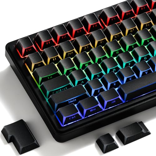 Image of GMKWTL XVX Black Shine Through Keycaps, PBT Keyboard Keycaps Cherry Profile, Custom Side Printed Keycap Sets Suitable for 60% 65% 75% 80% 100% Mechanical Keyboard