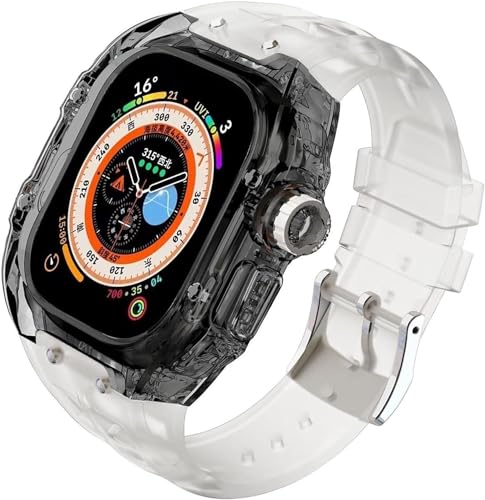 Boîtier transparent et bracelet montre caoutchouc fluor Apple Watch Ultra 49 mm iWatch 8