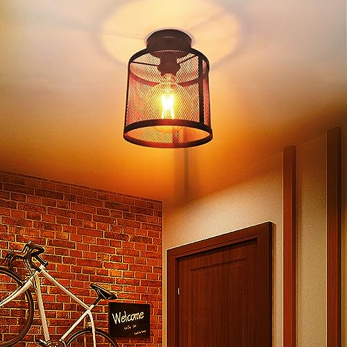 Plafonnier avec cage en métal au style géométrique farmhouse chic - 2