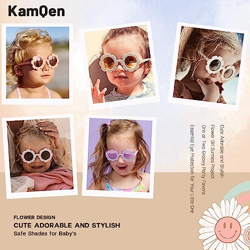 2 Pieces Flexible Round Flower Polarized Baby Sunglasses with Adjustable Strap for Infant Girls Boys Age 0-24 Months3