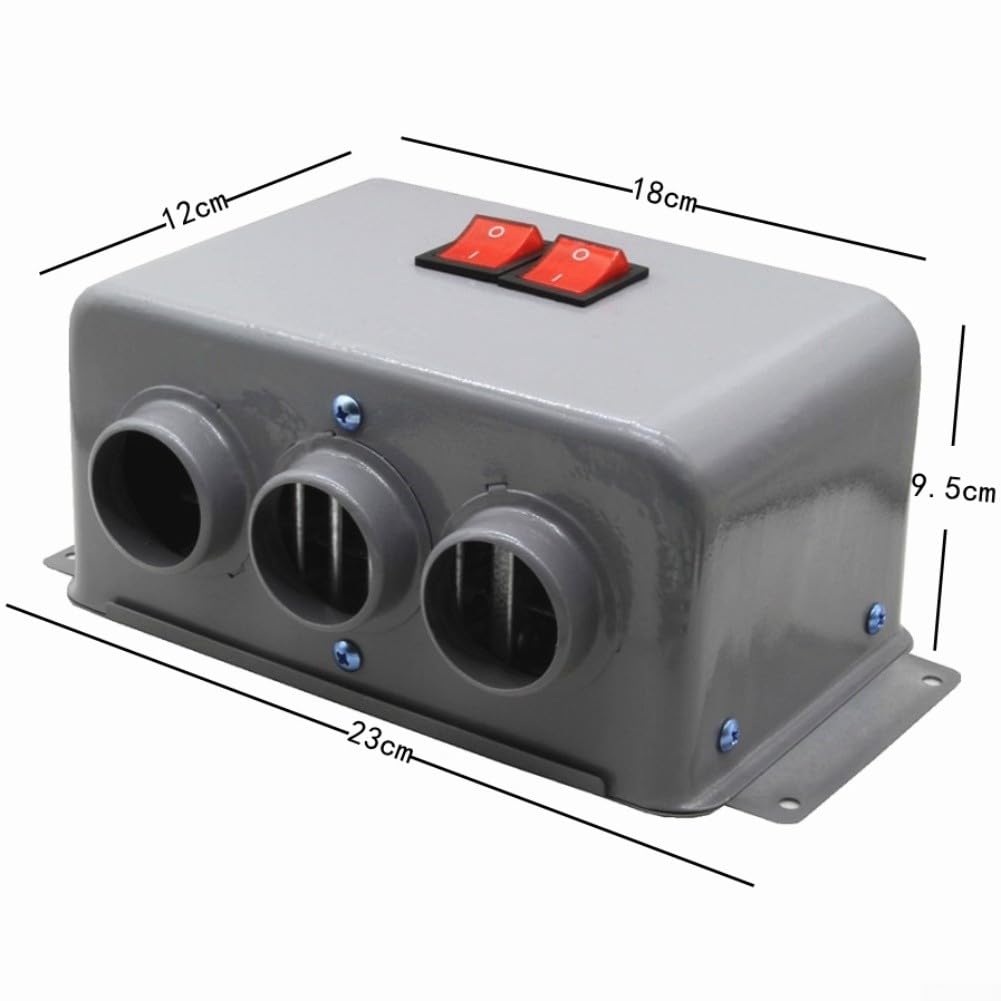 Riscaldatore per auto da 12 V, 800 W, riscaldamento rapido e sbrinamento, a basso rumore, a tre fori, in metallo, per parabrezza invernale