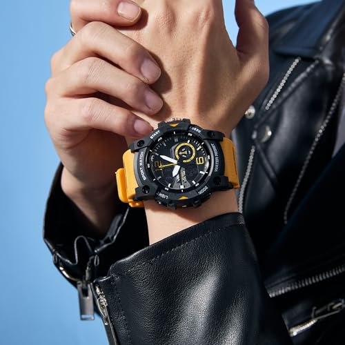 Image of V2A Stryke 50mm Analog Digital Watch for Men | Rugged Guard Bezel Design | Alarm Stopwatch Backlight | TPU Sport Strap | 50M Water Resistant Outdoor Watch | Gift for Mens