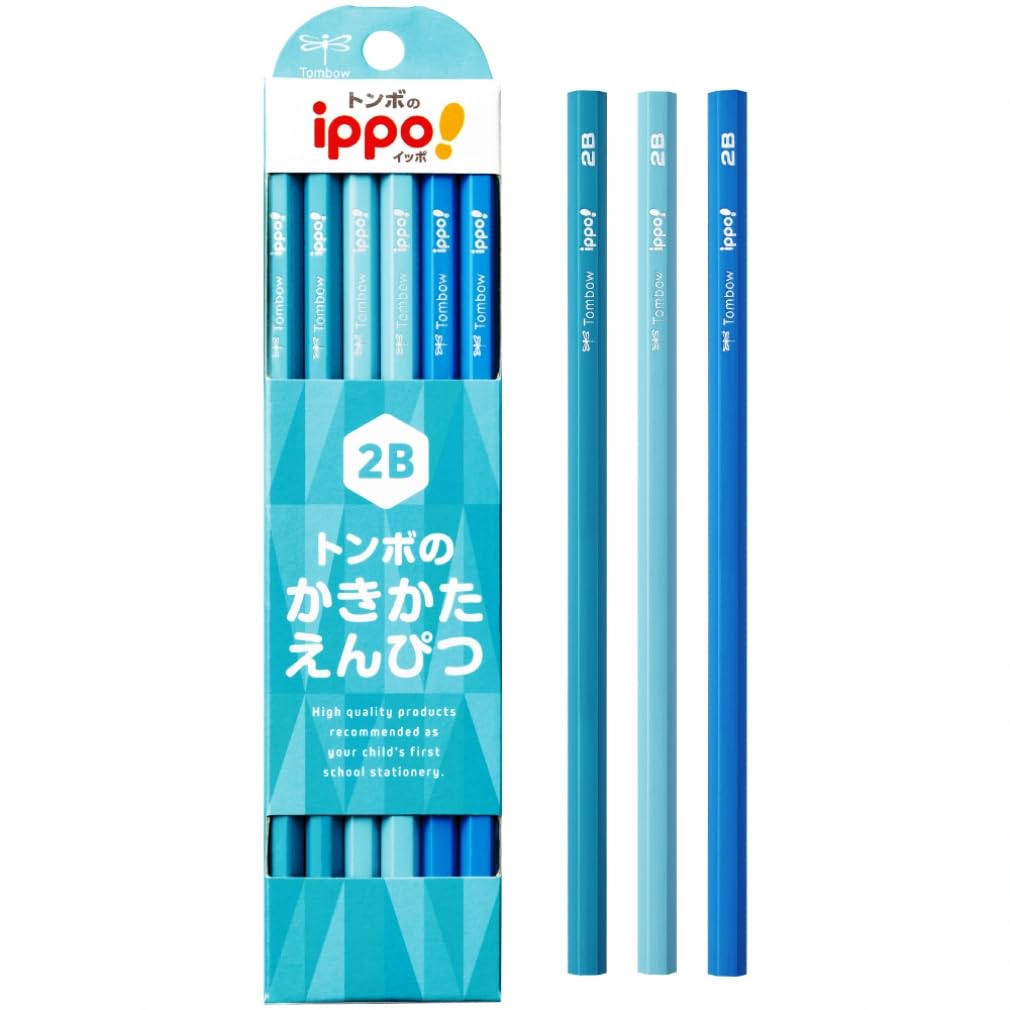 Amazon | トンボ鉛筆 かきかた鉛筆 ippo! プレーン 2B ライトブルー 1