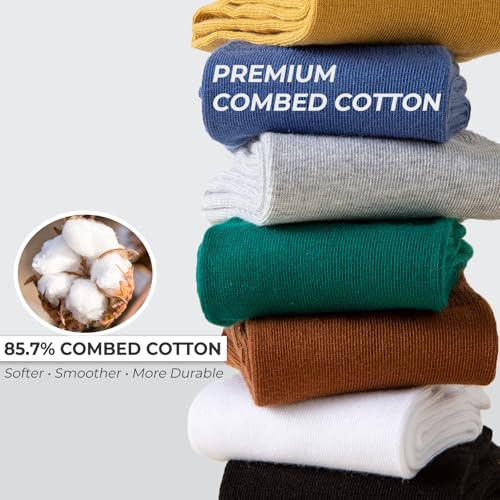 Image of Josnown Crew Socks for Women, Thin Cotton Casual Soft Aesthetic Womens Socks 5 Pairs