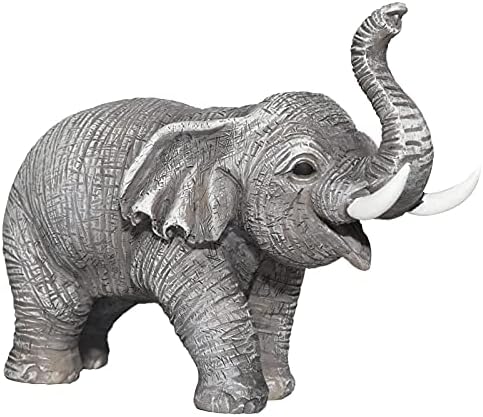 ICARMOUNT Elephant Statue Wealth Lucky Elephant Decor for Home Living Room TV Stand Bookshelf Office, Birthday Thanksgiving Christmas Elephant Gifts for Women Family, Grey