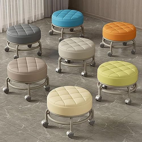 Image of CALANDIS Low Roller Seat Stool Heavy Duty Pulley Wheels Stool for Kids and Adult Home Blue | Benches & Stools | Furniture