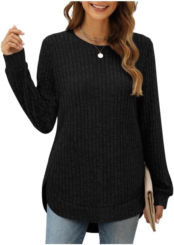 Women Fashion Sweaters Long Sleeve top Fall Clothes Trendy T-Shirt Blouse - Image 2