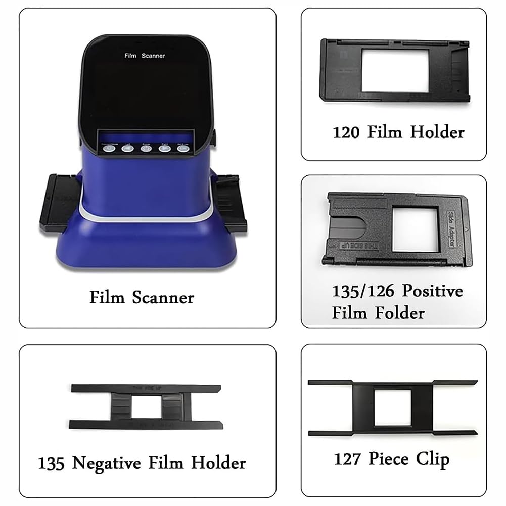 Scanner di Pellicola Digitale Portatile, Scanner di Pellicole HD con 4.3 nello Schermo LCD, Visualizzatore di Diapositive per Scanner Negativo da 22 MP