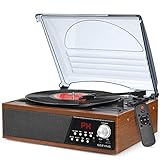 Record Player Turntable Vinyl Bluetooth Radio LP Player with Speaker USB Vinyl to MP3 Encoding Vintage 3 Speed Phonograph