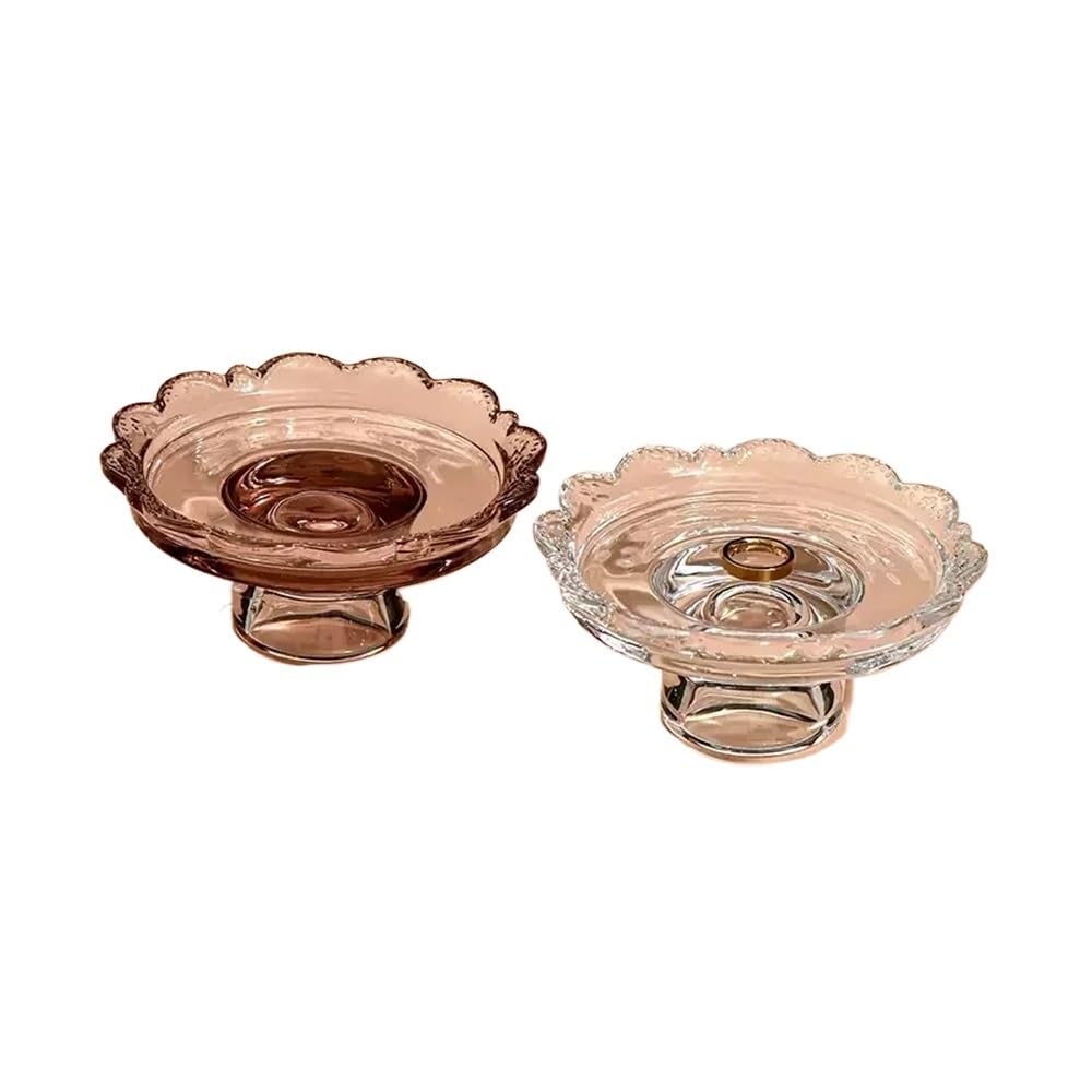 LIANXIBAG High Footed Glass Plate, Small Cake Dessert, Jewelry Ring Storage Candle Tray(White)