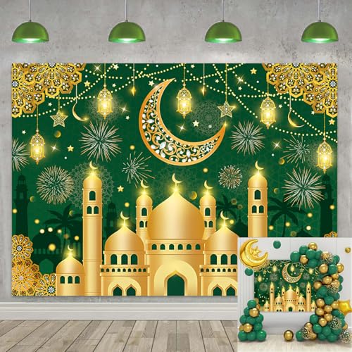 Décoration de fête musulmane du Ramadan avec cette grande toile de fond verte pour la maison