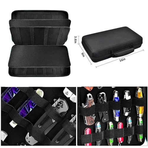 Image of GWCASE 66+ Pocket Knife Storage Case for Folding Knives, Butterfly Knives | 88 Elastic Slots in Four Sizes, Hard EVA Protection for EDC Collectors, Fishing, Home Display, Camping and Travel, Black