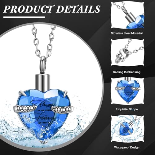 15 Pcs Urn Necklace for Ashes Women Keepsake Cremation Jewelry Stainless Steel Cross Heart Cubic Locket Ashes Necklace for Human Loved One3