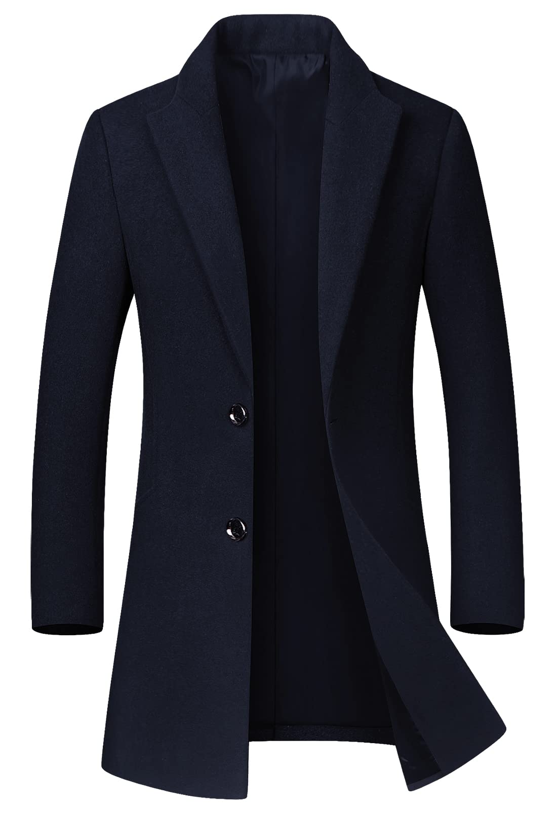 chouyatou Men's Mid-Length Single Breasted Wool Blend Top Coat