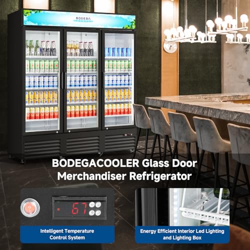 Image of BODEGACOOLER 53 Cu.Ft Merchandiser Cooler, 3 Door Commercial Display Fridge