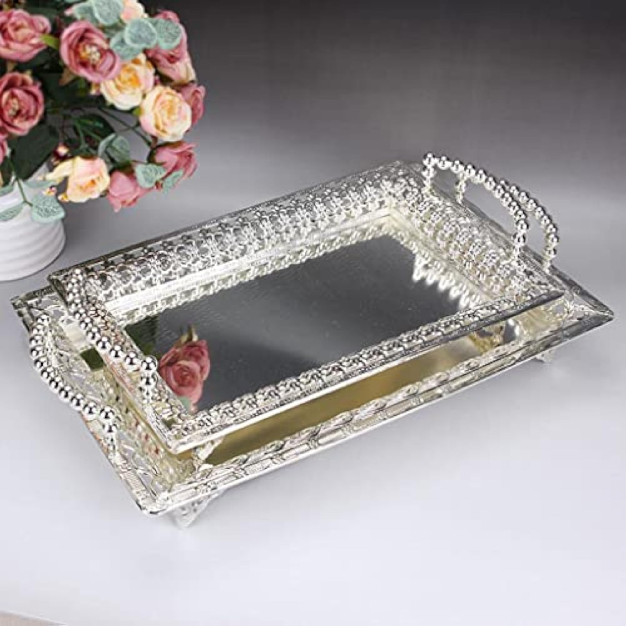 Plate Alloy Fruit Sugar Tray for Parties, Silver