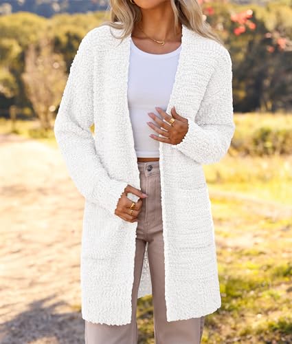 Image of MEROKEETY Women's Long Sleeve Soft Chunky Knit Sweater Open Front Cardigans Outwear Coat