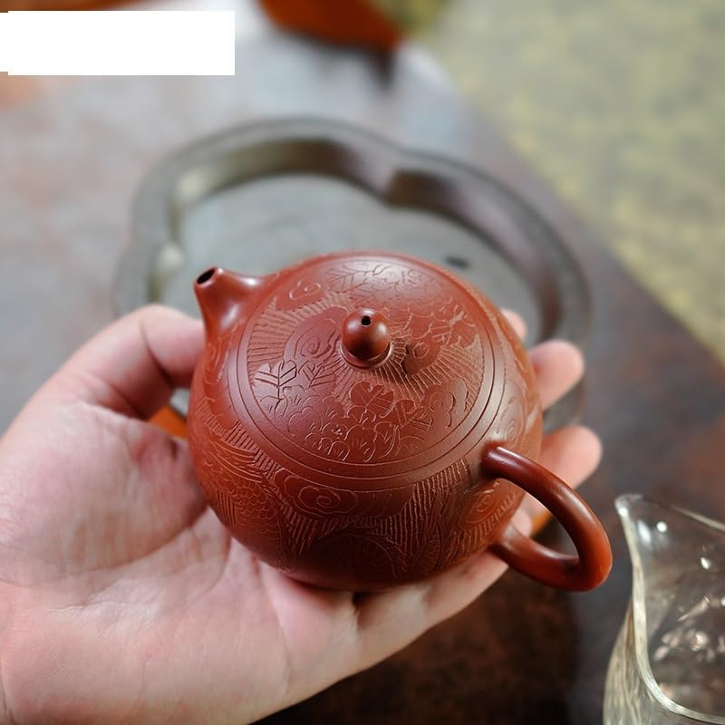 Théière 220 ML en Argile Violette, fabriquée à la Main en Terre Crue (Zhu), avec Filtre, Service à thé Zisha, théière Chinoise.