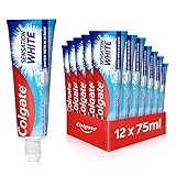 Colgate Zahnpasta Sensation White, 12 x 75 ml - Zahncreme für weißere Zähne, erfrischt den Atem