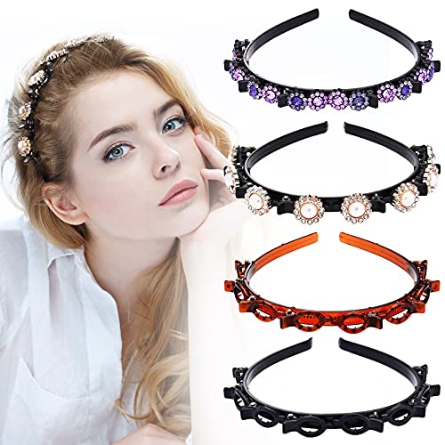 4 Pieces Hairpin Headband Hairband with Clips Headband Double Bangs Hairstyle Hairpin for Women Girls Sweet Princess Hairstyle Hair Accessories