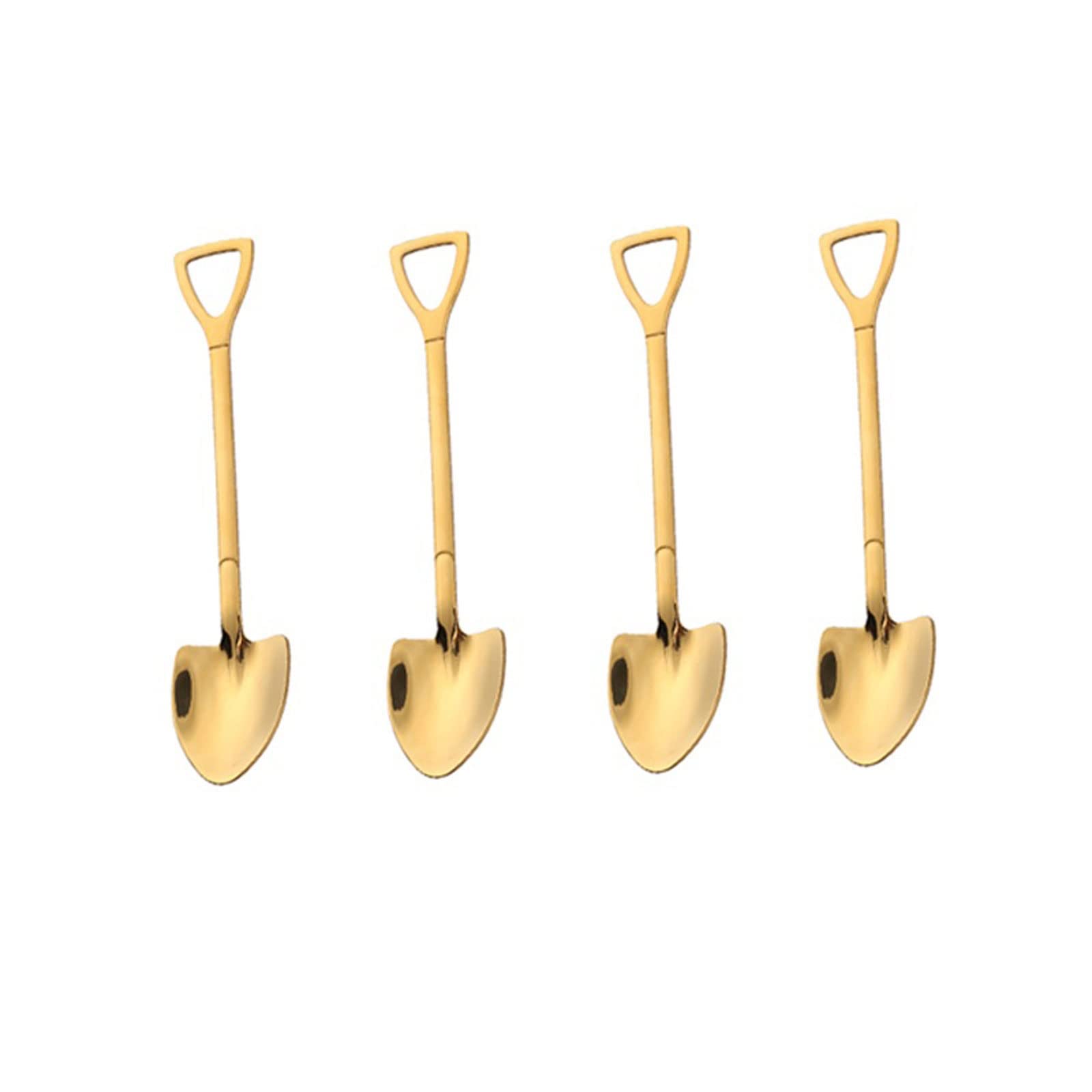 JINGYAN Cucchiai 4 / 8pcs. Pala cucchiai in Acciaio Inox cucchiaino di caffè cucchiaini creativi for caffè Gelato Scoop Tableware Set di Posate(Golda,4PCS)