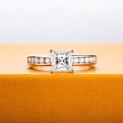 Moissanite Engagement Rings 1.27cttw D Color VVS1 Clarity Round Brilliant Cut Channel Set S925 Sterling Silver 6 Prong Solitaire Promise Wedding Rings for Women with Certificate2