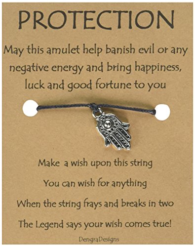 Thoughtful Greeting Card and Wish Bracelet Protection with Hamsa Charm - Charmed Greeting