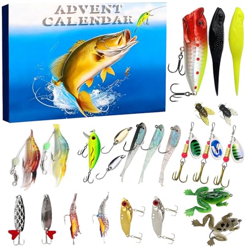 Calendario de Adviento Angel 2026 para hombres, señuelos de ángel, calendario de Navidad 2026, calendario de pesca de 24 días, regalo de Navidad para hombres, niños, amigos, padres, maridos (A1)