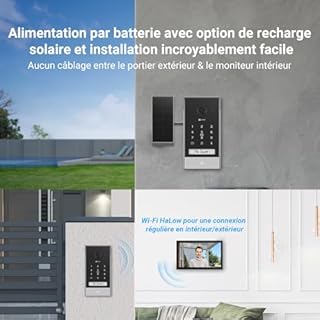 EZVIZ EP7 Interphone Vidéo 2K sans Fil avec Panneau Solaire, Ecran Tactile Couleur 7", Sonnette Vidéo sans Fil, Alimentation Solaire, Audio Bidirectionnel, WiFi 2,4/5 GHz, Détection de Humain