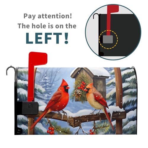 Image of Winter Mailbox Covers Magnetic Red Cardinal Birds Winter Mailbox Wraps Standard Size 18x21in Holiday Garden Post Box Cover Decor for Home Garden Outdoor Yard