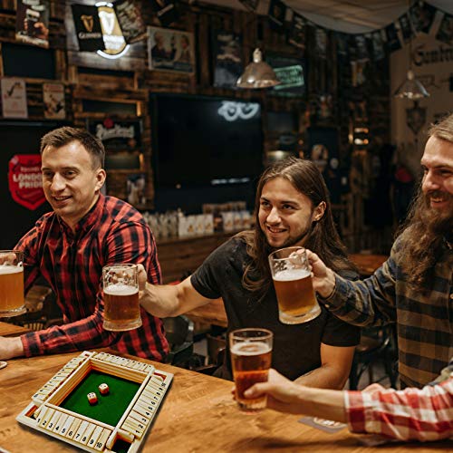 Dc-Beautiful Shut The Box Dice Game, 2-4 Players Classic Board Game For Adults, Wooden Tabletop Game With Dices And Instruction, Exciting Math Strategy Pub Game For Christmas Parties (Green) #TOP6