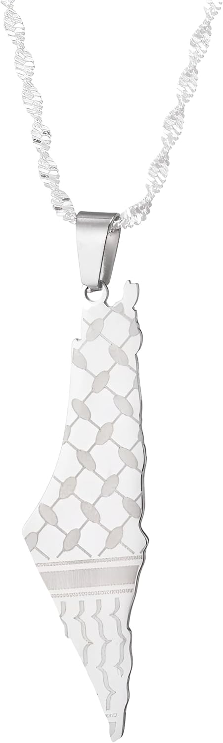 Generic 925 Sterling Silver Palestine Necklace For Men & Women, Palestine Map Pendant, Silver & 14K Gold, Unisex Adults, Necklace - Image 6